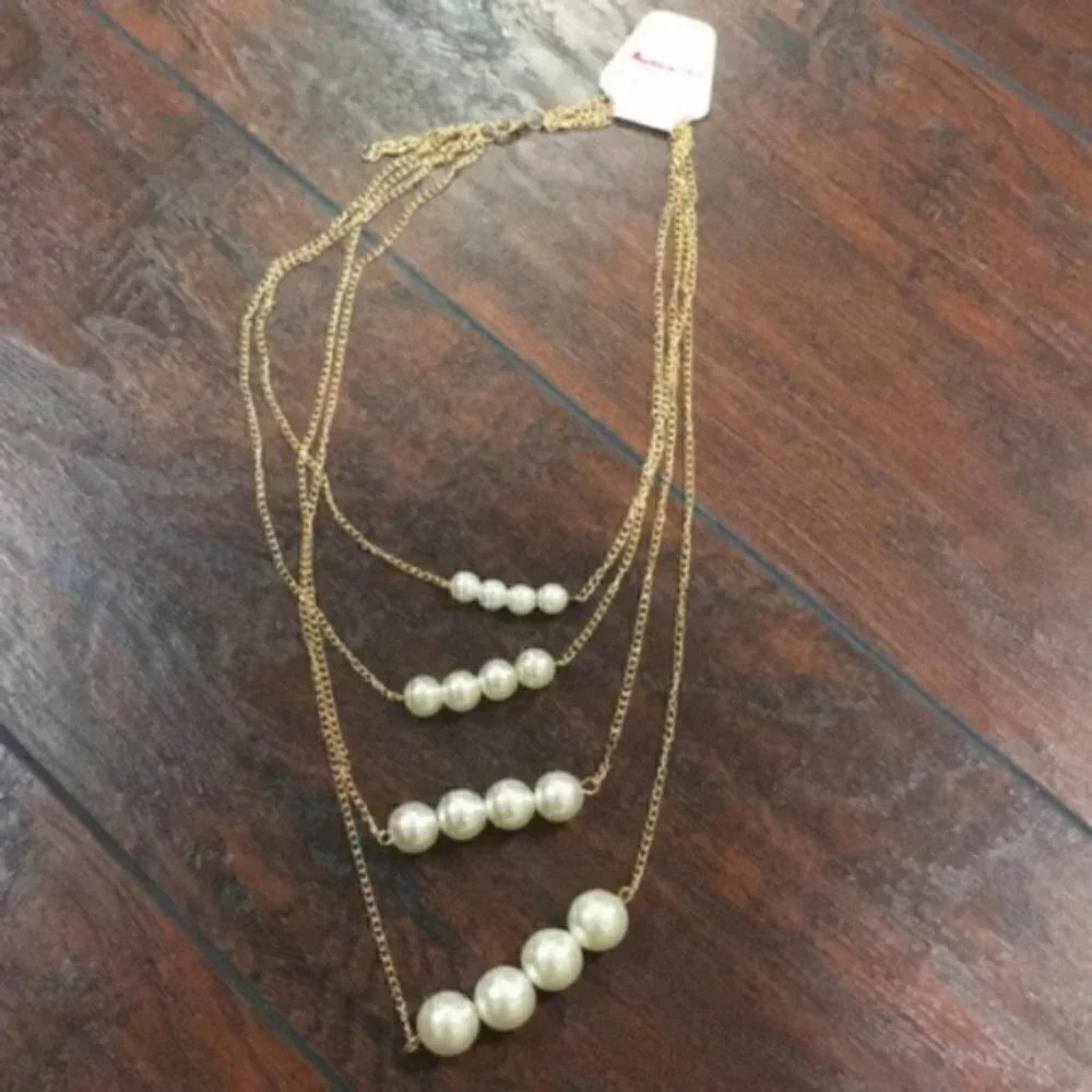 Multilayer pearl Chain Statement Necklace jewelry